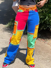 Fashion Patchwork Colorful Straight Casual Jeans