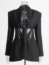 Fashion Gauze Patchwork Design Blazer