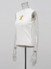 Fashion Sleeveless Keyhole Hollow Out Sweater Top