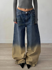 Fashion Gradient Color Loose Straight Jeans