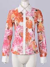Fashion Tie Dye Print Hollow Out Button Front Shirt