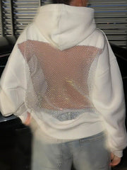 Sexy See-Through Mesh Patchwork Loose Hoodie