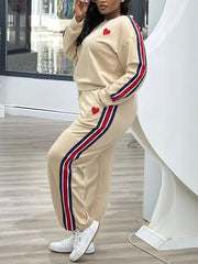 Striped Loose Sports Casual Two Piece Set