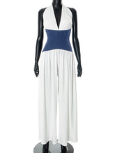 Fashion Halter Patchwork Wide Leg Jumpsuit
