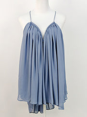 Sexy Chiffon Deep V Sleeveless Pleated Mini Dress