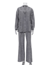 Casual Striped Loose Shirt Wide Leg Pant Set