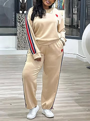 Striped Loose Sports Casual Two Piece Set