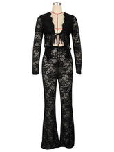 Sexy Lace See Through Night Club Two Piece Set