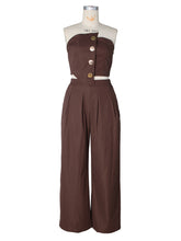 Fashion Asymmetrical Tube Top and Wide Leg Pants Set