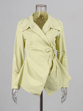 Fashion Petal Collar Long Sleeve Lace-up Slim Shirt