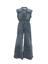 Casual Sleeveless Wide Leg Denim Jumpsuit