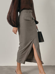 Fashion Slim High Waist Midi Skirt