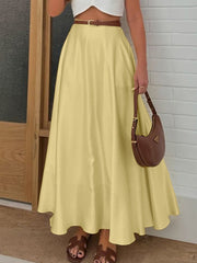 Satin Simple High Waist Half Body Long Skirt