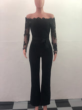 Elegant Off Shoulder Floral Lace Slim Wide Leg Jumpsuit