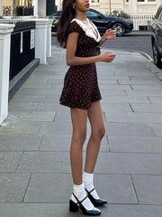 Elegant V-neck Cinched Waist Floral Mini Dress