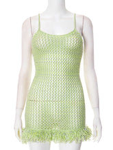 Sexy Backless Fringe Knit Slip Mini Dress