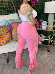 Casual High Waist Fringe Pants