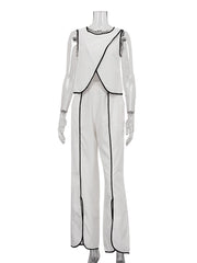 Loose Sleeveless Tank Top And Wide Pants Set