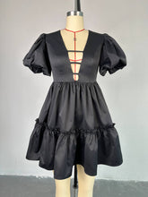 Solid Color Hollow Out Ruched Patchwork A-Line Dress
