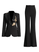 Boutique Beading Rhinestone Slim Blazer Trousers Suits