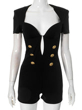 Sexy Hollow-out Buckle Patch Fitted Rompers