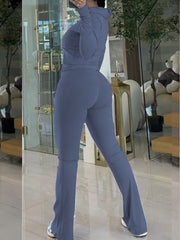 Zipper Cardigan Coat Jumpsuit Sports Casual Set