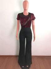 Fashion Sequin Mesh Patchwork Wide Leg Jumpsuit