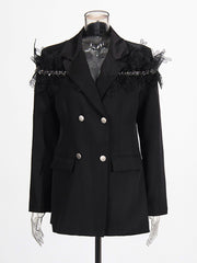 Fashion patchwork Lace Decorate Slim Blazer