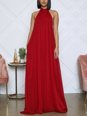 Chiffon Sleeveless Backless Halter Jumpsuit