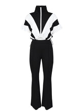 Drawstring Contrast Color Tops Sports Casual Two Piece