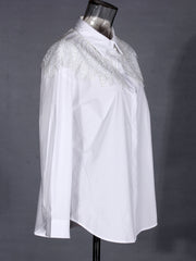 Elegant Sequin Beaded Cape Blouse
