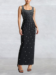 Sexy Rhinestone U Neck Sleeveless Party Club Dress