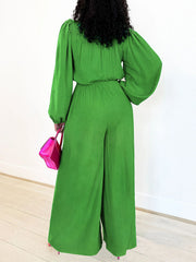 Casual Lace-up Loose Wide Leg Jumpsuit