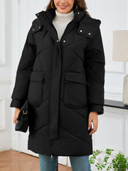 Fashion Long Sleeve Hooded Down Coat