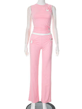 Hollow out Heart Shape Sleeveless Tops Leggings Set