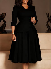 Fashion Cinched Waist Ruffles Party Midi Dress