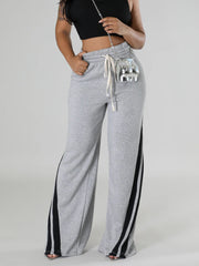 Casual Drawstring Striped Straight Sweatpants Joggers