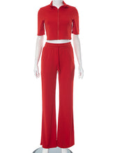 Casual Zipper Top Loose Pants Suit