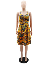 Print Hollow out Backless Dress
