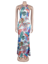 Sleeveless Print Hip Wrap Dress