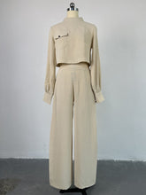 High Collar Top Wide-leg Pants Casual Suit