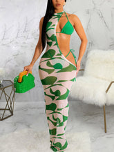 Print Mesh Sheer Irregularity Dress