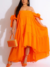 Solid Color Off Shoulder Dress