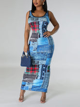Print Sleeveless Hip Wrap Dress