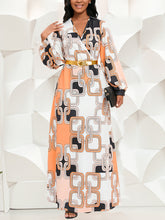 Print V Neck Casual Dress