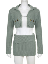 Fashion Knit Cardigan Short Skirt Set