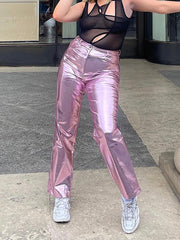 Pu Leather Loose Casual Trousers