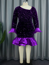 Irregularity Neck Sequin Party Dress