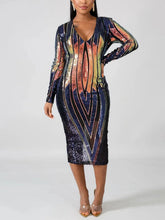 V Neck Sequin Club Dress