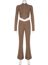 Irregular Blouse Flared Trousers Suit